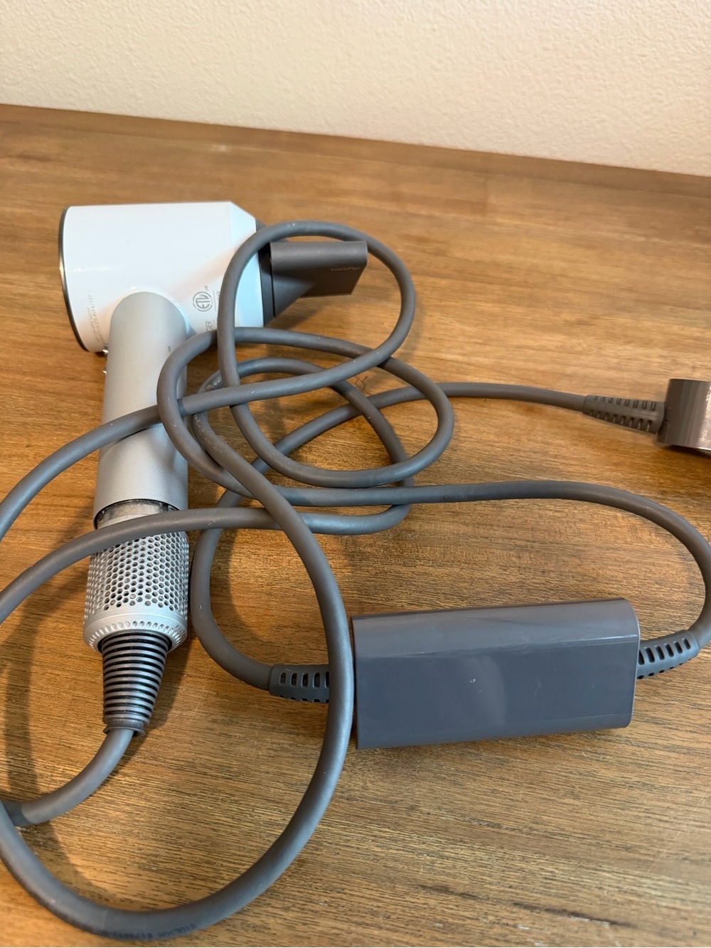Dyson Silver and Gray Hair Dryer with Dark Gray Cord